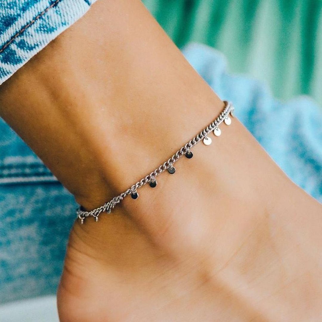 Pura Vida 美国手工  MINI COIN ANKLET 迷你银币脚链 - 手链/手环 - 防水材质 银色