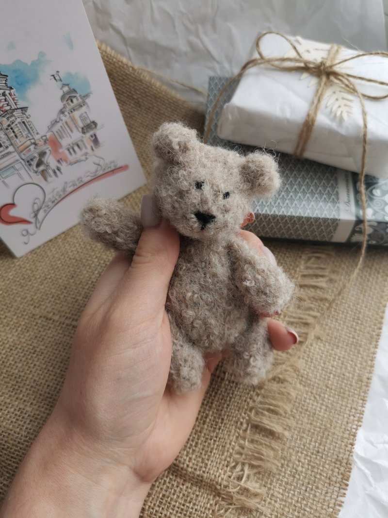 teddy bear toy baby shower gift, newborn photo prop set, stuff animal for baby - 玩具/玩偶 - 羊毛 卡其色