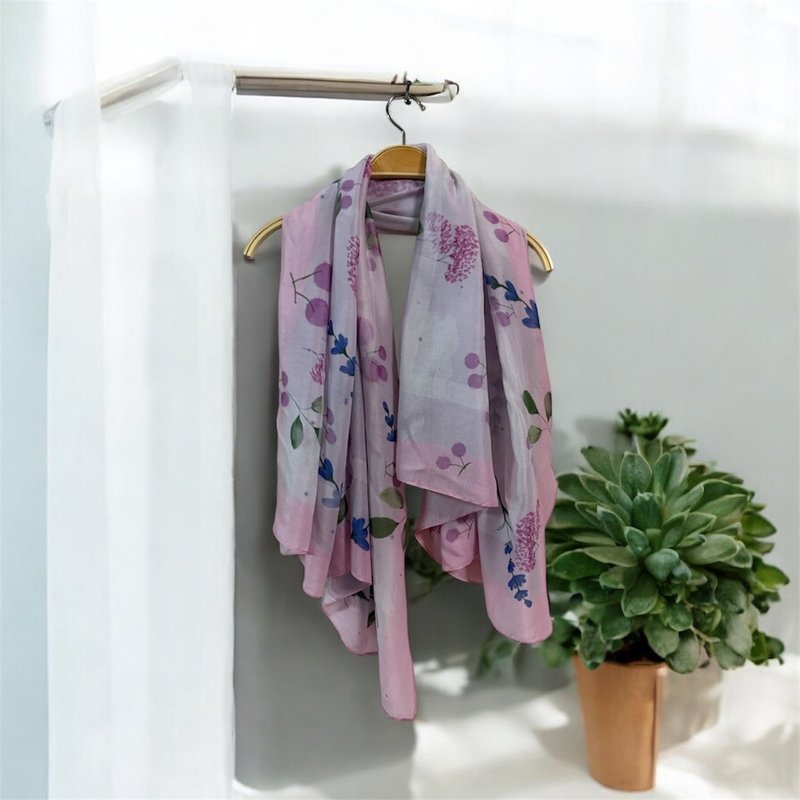 Me time系列2 - . 花雨 120cm棉柔大方巾 温柔粉色 礼盒包装 - 围巾/披肩 - 棉．麻 