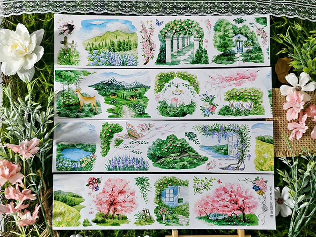 花园绿茵 OKMT新七天流麻咕卡贴纸PET手帐胶带 - 纸胶带 - 塑料 绿色