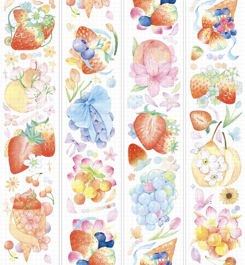 莓果芬多 夏日水果合輯 ベリー PET 和紙膠帶 水晶 台灣製 10米卷 - 纸胶带 - 塑料 多色