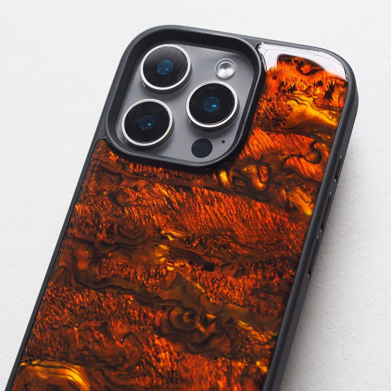琥珀色 鲍鱼贝壳 手工手机壳 适用iPhone16,15,14,13,12,11ProMax - 手机壳/手机套 - 贝壳 咖啡色