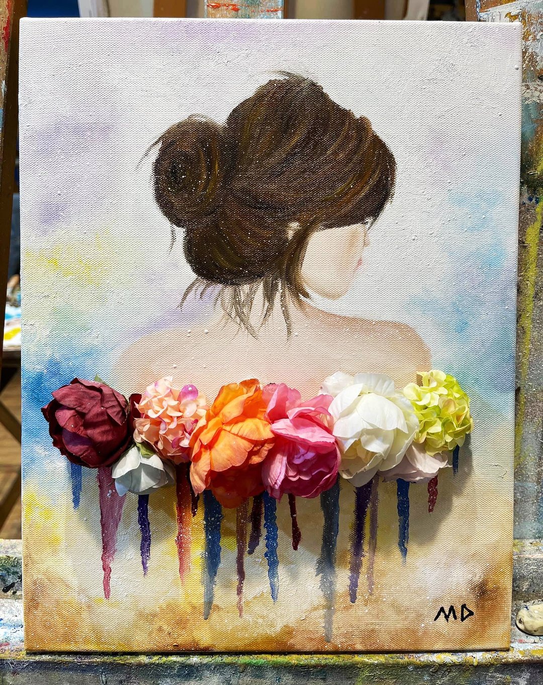 M.D立体布花油画—妳的背影— 5F - 海报/装饰画/版画 - 颜料 