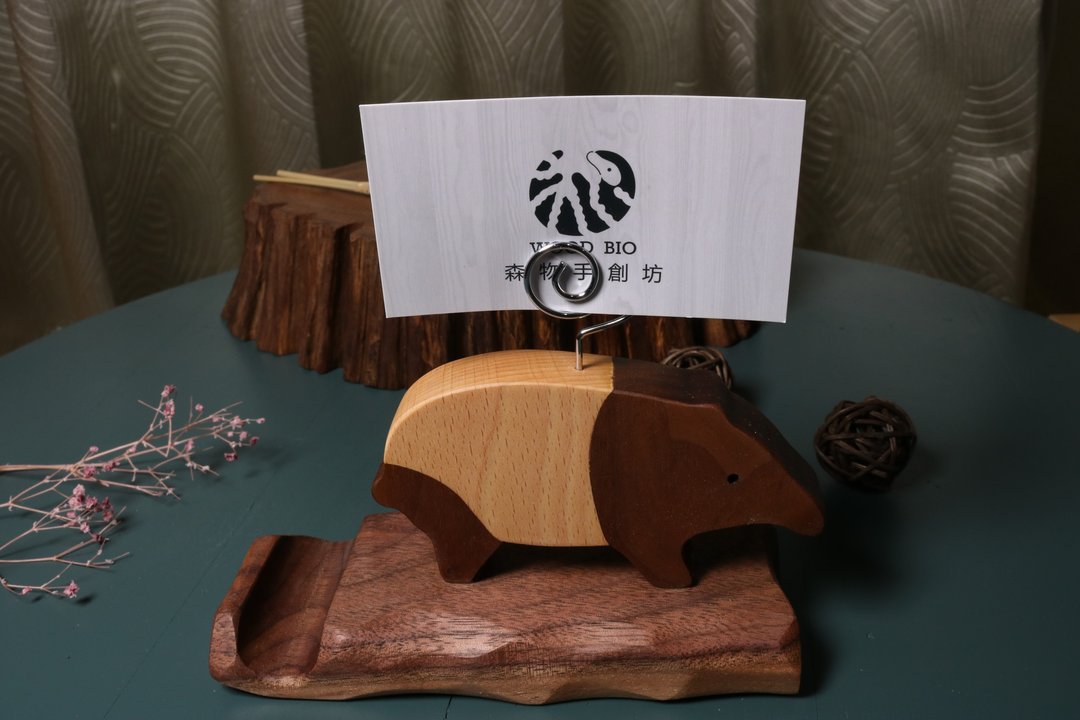 办公室疗愈小物 X 原木手机座 - 马来貘 3 - 手机座/防尘塞 - 木头 咖啡色
