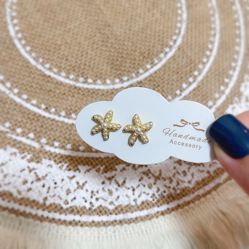 耳针 / 无痛耳夹 / 珍珠海星 - 耳环/耳夹 - 其他金属 金色