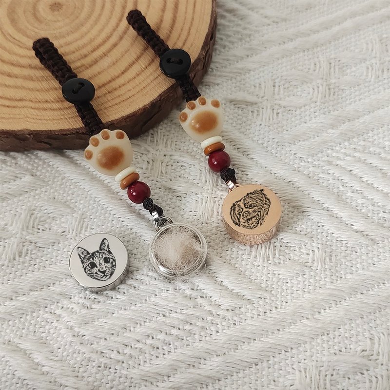 手工编织客制汽车钥匙链宠物亲人肖像毛发骨灰保存吊饰男女包挂饰 - 钥匙链/钥匙包 - 其他材质 