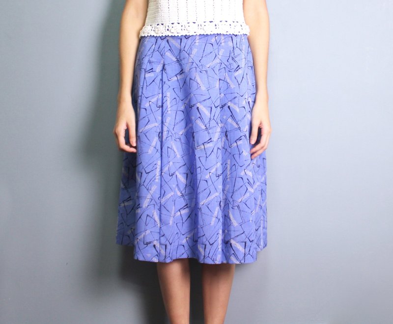 FOAK古着 海水蓝抽象表现古着裙 - 裙子 - 其他材质 