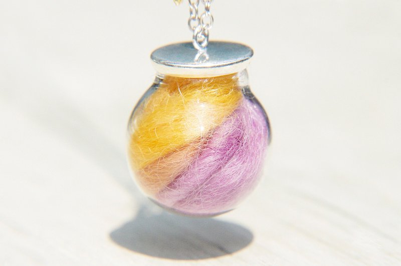 母亲节礼物 / 森林系 / 法式玻璃羊毛毡项链 锁骨链 短链 长链 - 夕阳鲜艳渐层色 - 长链 - 羊毛 多色