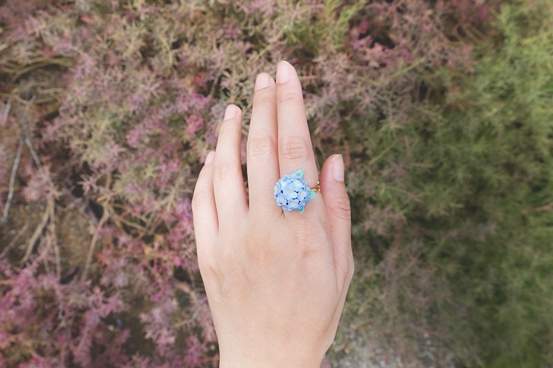 Purple Hydrangea Purple Ring, Flower Ring - 戒指 - 其他金属 紫色
