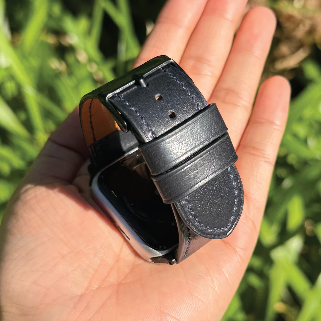 【AppleWatch表带】蓝色小牛皮/法国防汗皮/厚芯款/轻巧款 - 表带 - 真皮 蓝色