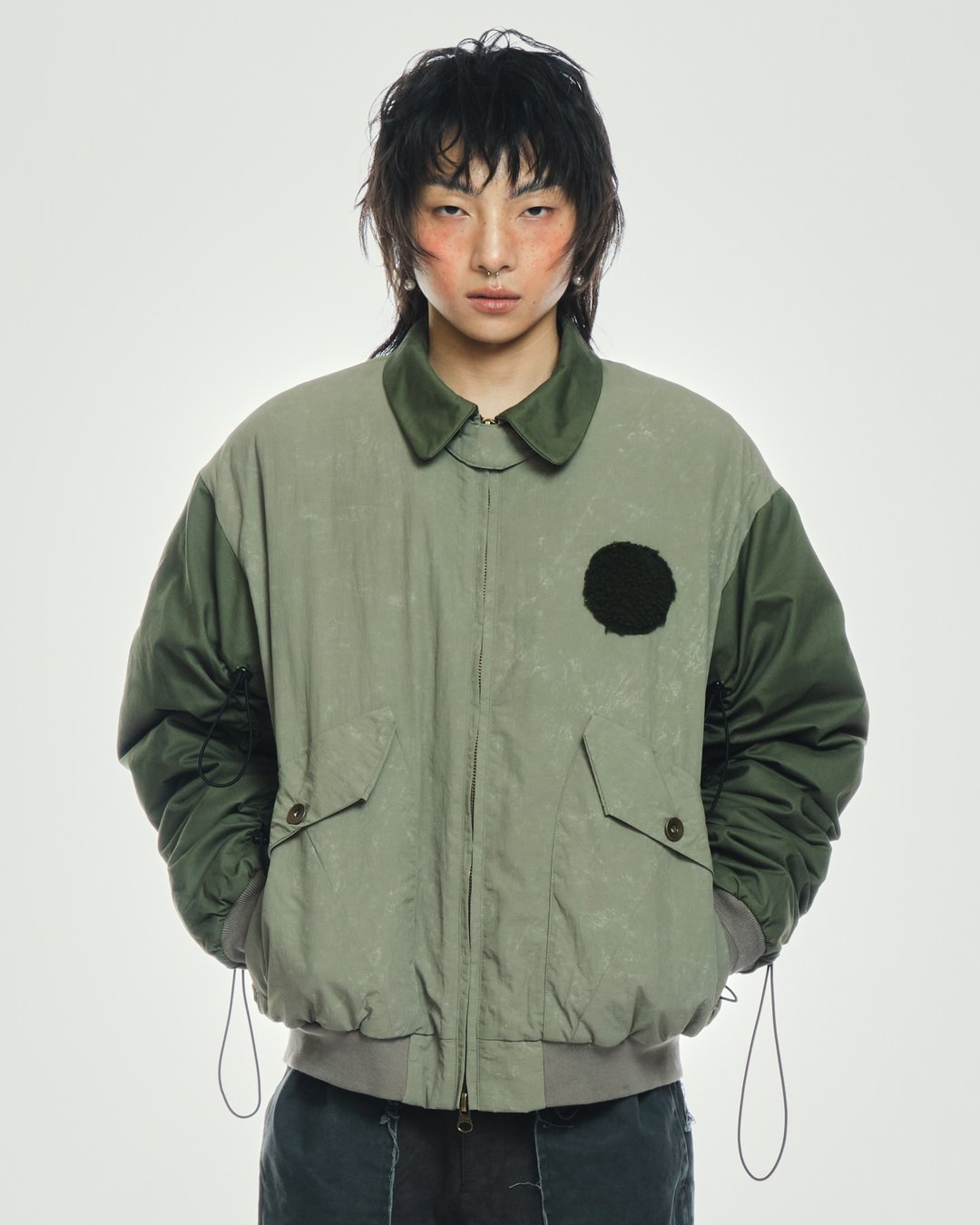 Washed Flight Jacket - 男装外套 - 棉 卡其色