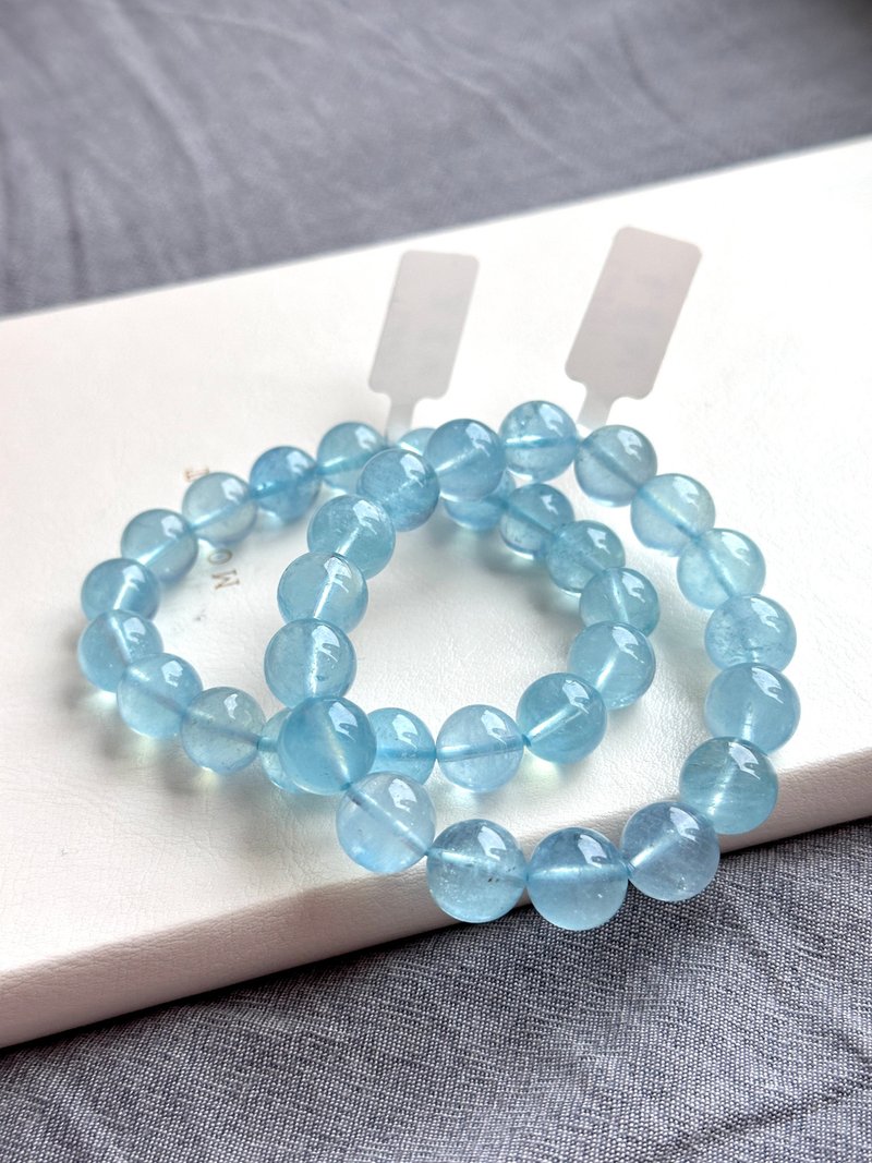 【双鱼牡羊|3月诞生石】透海蓝宝天然纯珠手链 口才说服 与人沟通 - 手链/手环 - 半宝石 蓝色