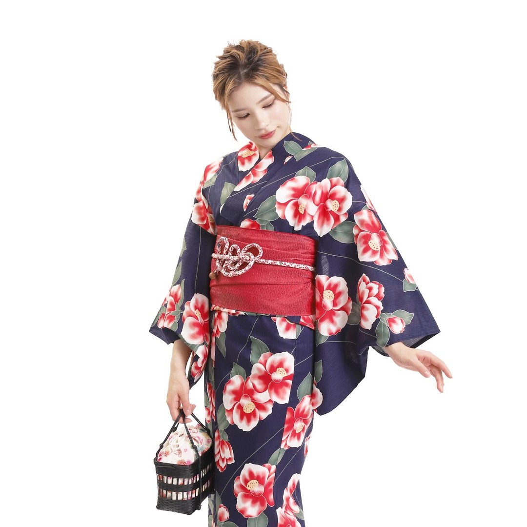 日本 和服 日本染色 梭织 女性 浴衣 腰带 2件组 F size x71-a2 - 其他 - 棉 蓝色