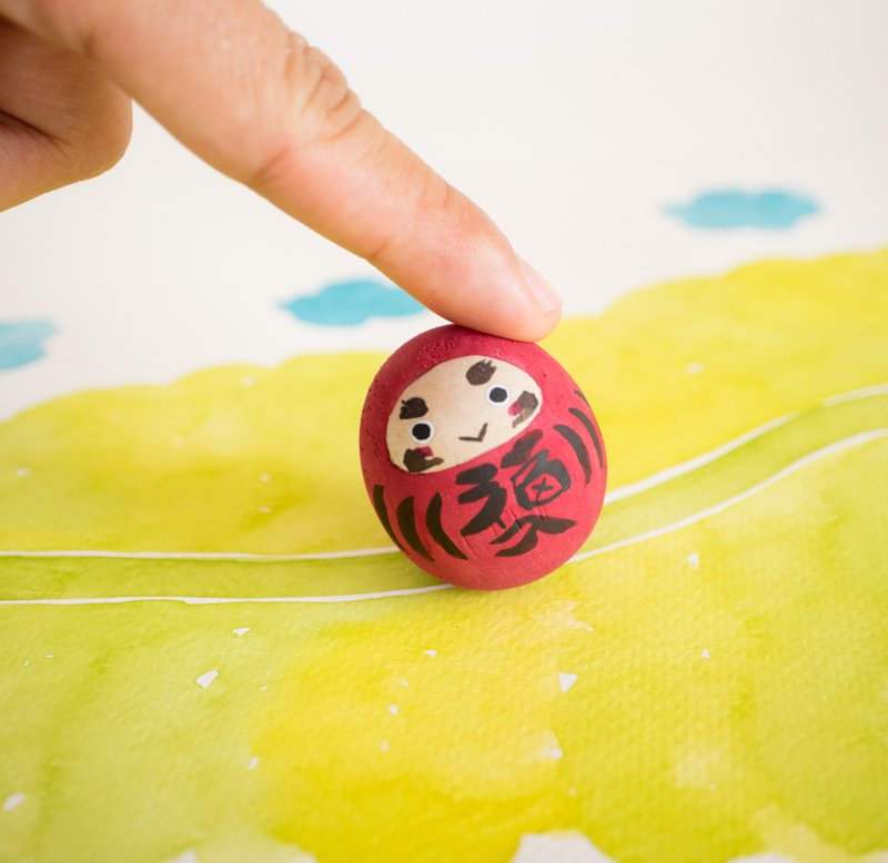 Good luck daruma  - Wooden rocking doll - 達磨 - 玩偶/公仔 - 木头 红色