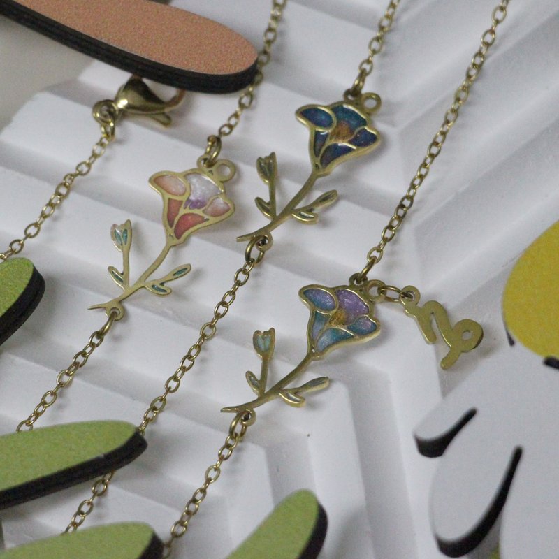 【定制/订制】钛钢镀金 复古/优雅/星座/月之花手链 - 牵牛花 - 手链/手环 - 不锈钢 多色