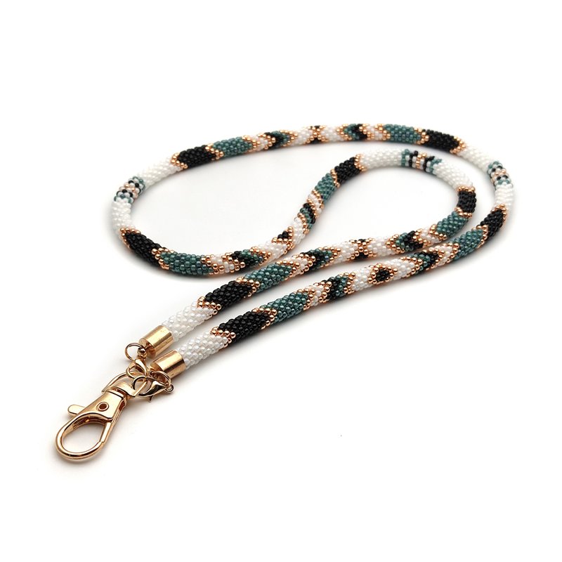 Teacher lanyard beaded, Native style bead lanyard, Neck lanyard - 挂绳/吊绳 - 玻璃 绿色