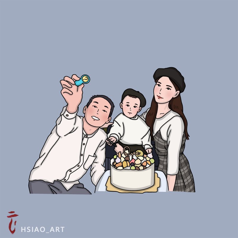 【电绘-彩色黑线/半身】似颜绘 电子档/壁纸 - 订制画像 - 其他材质 橘色