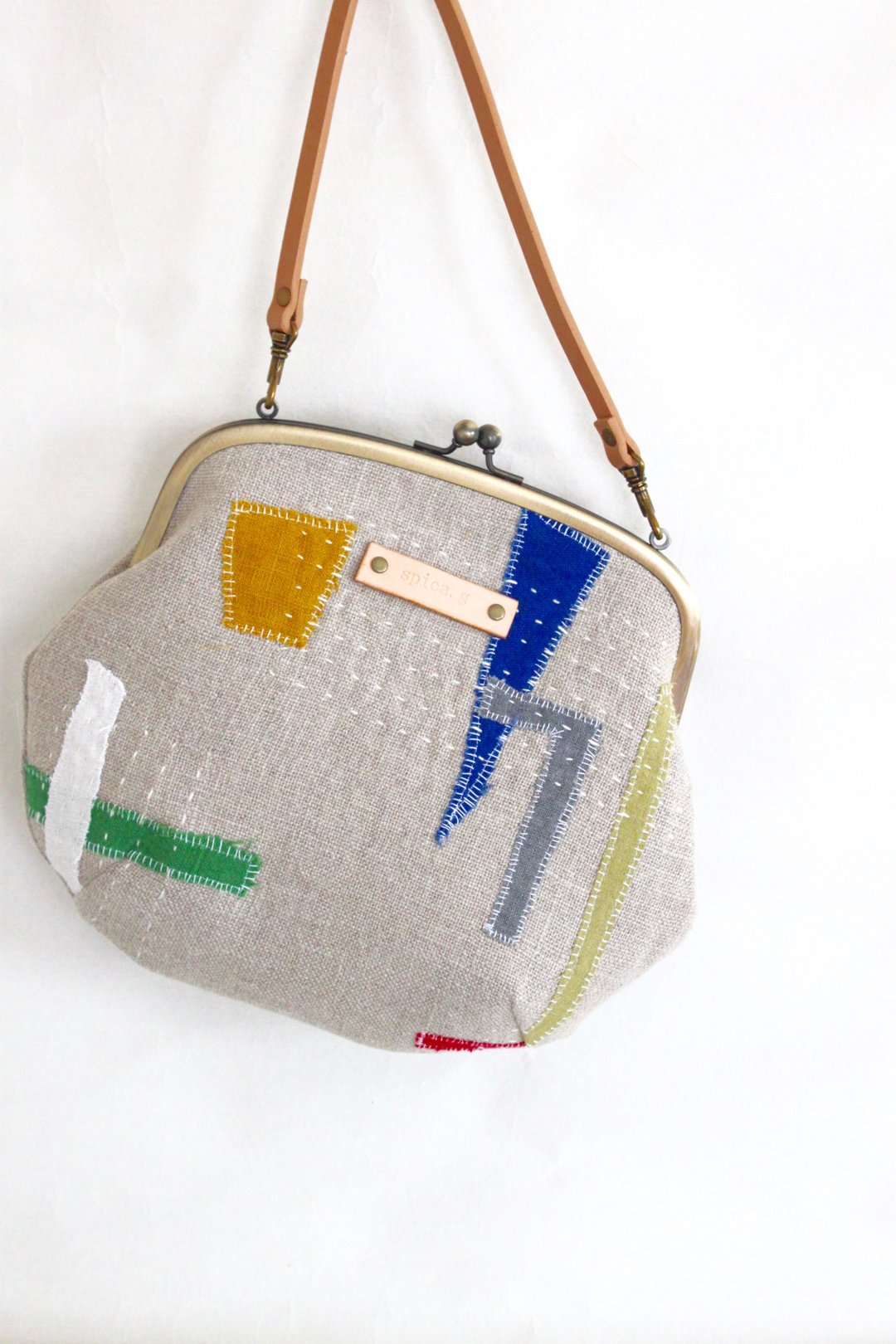 Purse pochette of a collage - 侧背包/斜挎包 - 棉 卡其色