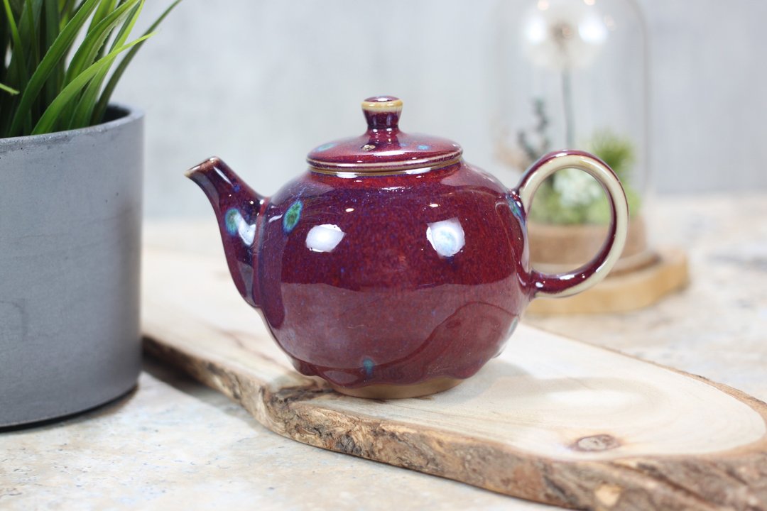 【沐春生活】240ml 玫瑰紫 钧釉 圆满茶壶 莺歌名家叶敏祥作品 - 茶具/茶杯 - 瓷 