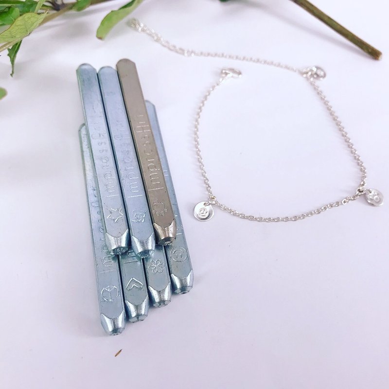 定制化迷你圆牌 纯银脚链 - 脚链/脚环 - 纯银 银色