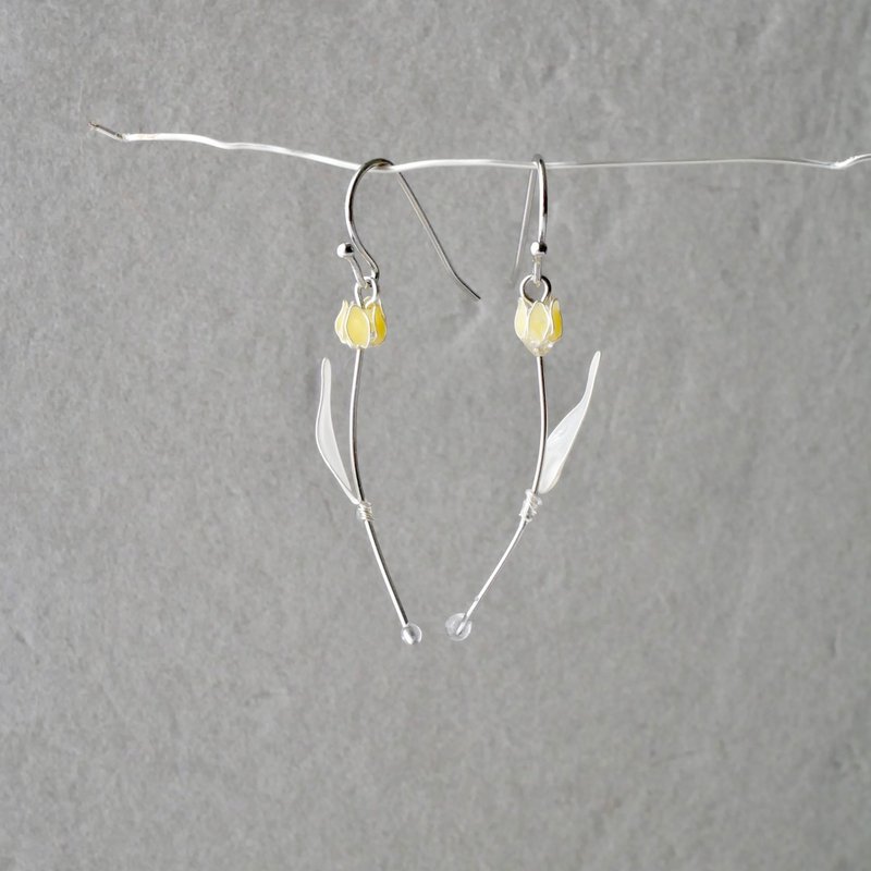 单朵郁金香 耳环 / 耳夹 - 耳环/耳夹 - 树脂 黄色