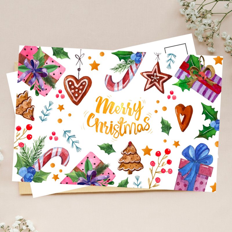 圣诞快乐明信片 - 卡片/明信片 - 纸 