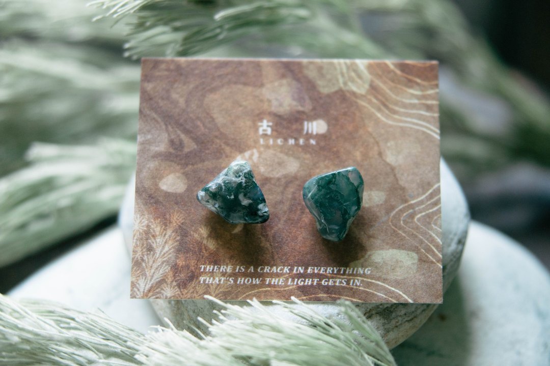 CRACK | 矿物系耳环 |  EARRINGS - 耳环/耳夹 - 玉石 绿色