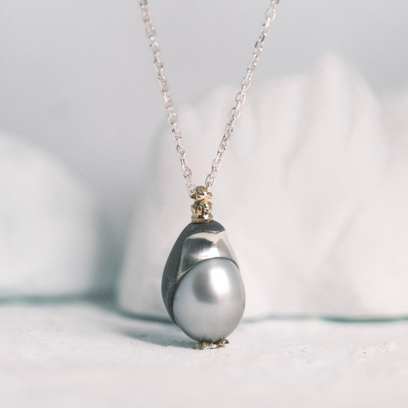 18K金·925银  守护者-皇帝企鹅珍珠项链 - 项链 - 银 银色