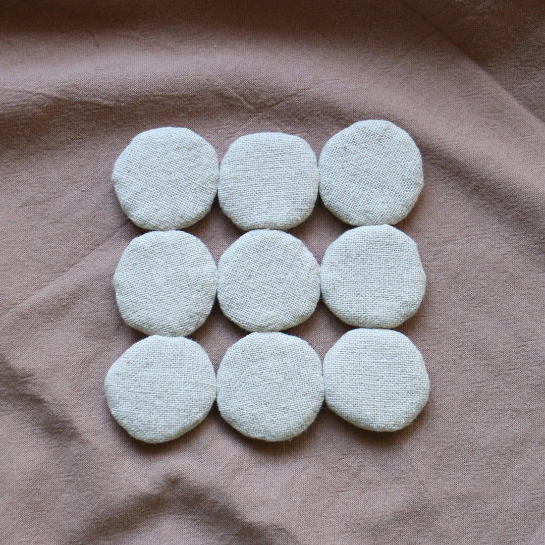 圆点篓空杯垫 / 粗棉麻 - 杯垫 - 棉 卡其色