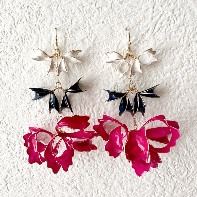 以花朵为灵感的金属丝配件 - 耳环/耳夹 - 其他金属 