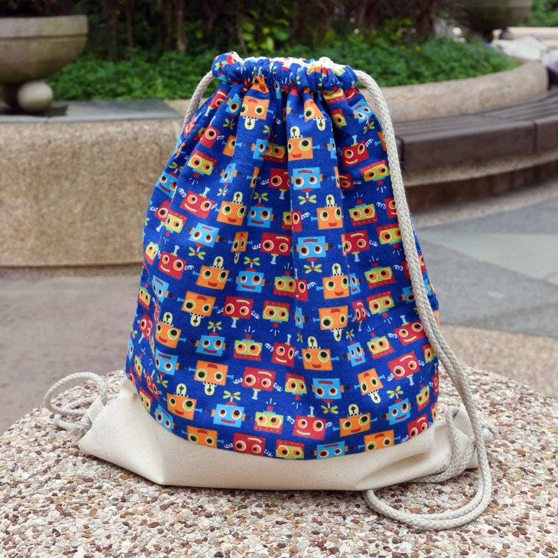 Silverbreeze~束口后背包~机械人 (B70) (现货供应中) - 束口袋双肩包 - 棉．麻 多色