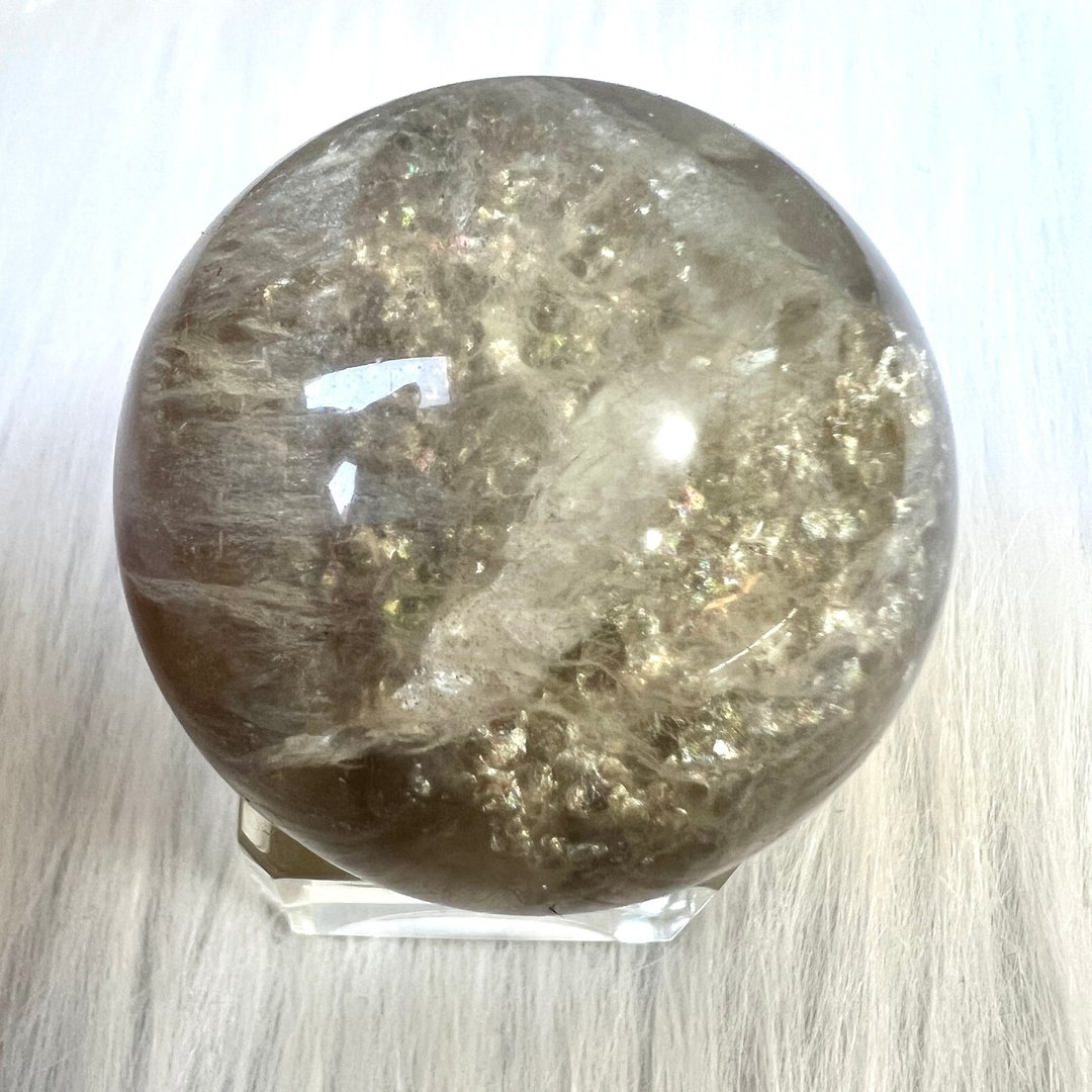 拉丝萤石球 | 水晶 | 水晶球 | 水晶摆件 - 摆饰 - 水晶 黄色