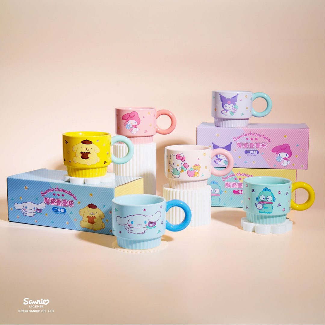 【新品】Sanrio 陶瓷叠叠杯 2 入组 (共三款) - 咖啡杯/马克杯 - 陶 多色