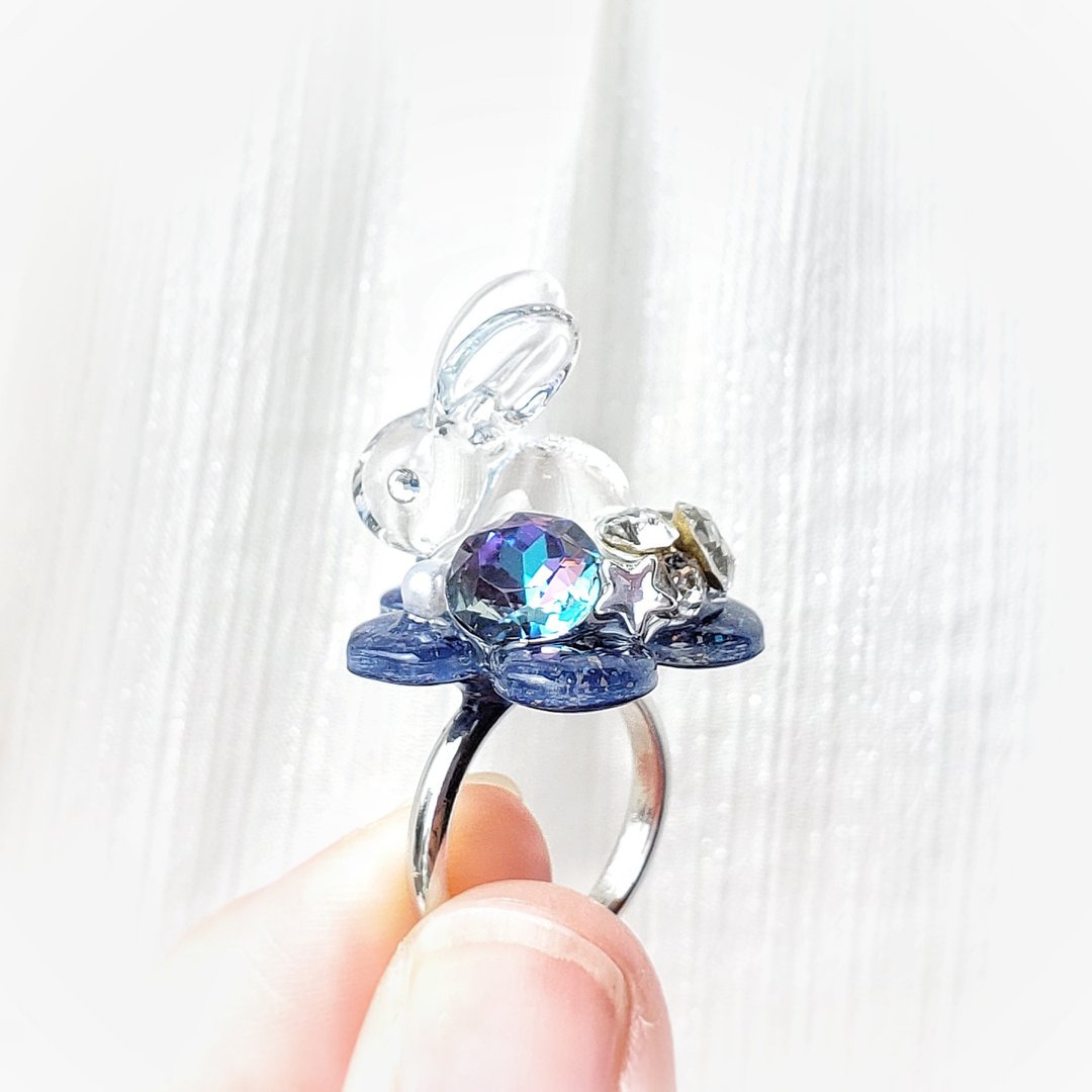 Ring Ranran Rabbit free size - 戒指 - 树脂 蓝色