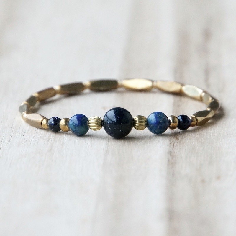 ITS-B901【天然石系列・原点】黄铜手环。 - 手链/手环 - 其他金属 