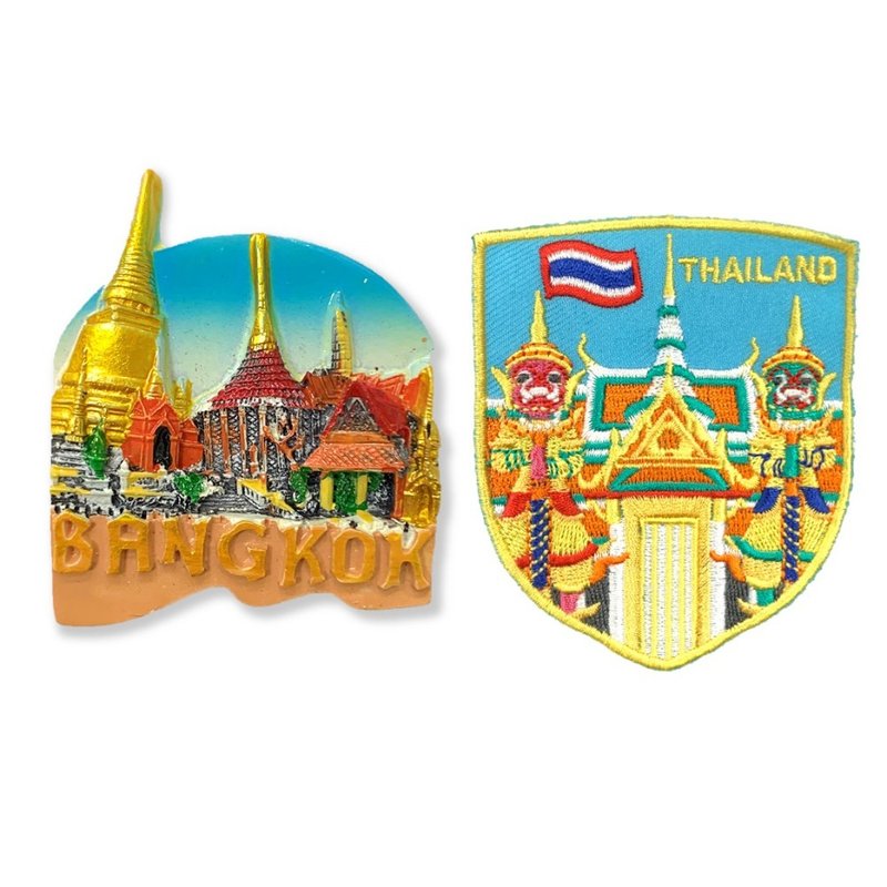 泰国 曼谷留言板磁力贴+泰国 玉佛寺 曼谷大皇宫 补丁【2件组】旅 - 冰箱贴/磁贴 - 橡胶 多色