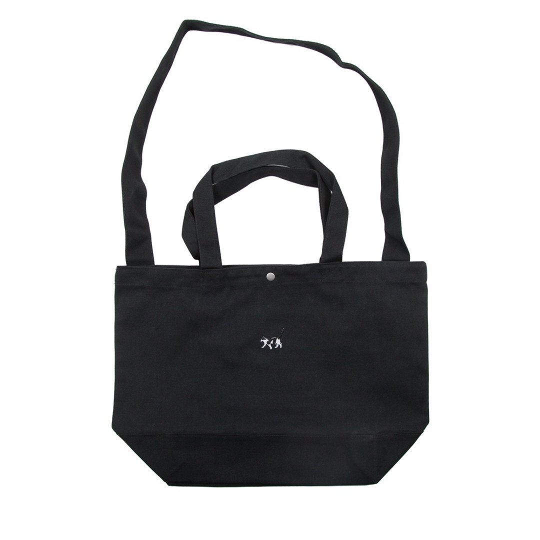 Walking cat switching tote bag Tcollector - 侧背包/斜挎包 - 棉 黑色