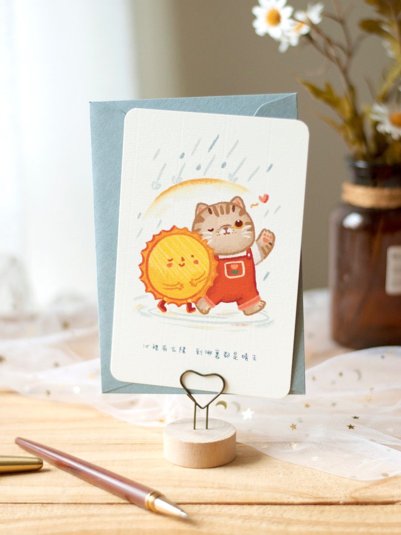 猫咪明信片心意卡-(蓝) - 卡片/明信片 - 纸 蓝色