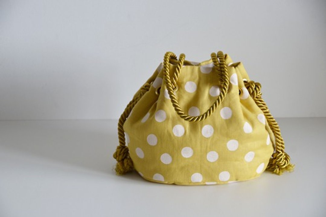 Linen Dot Marine Bag Mustard Yellow - 手提包/手提袋 - 棉 黄色