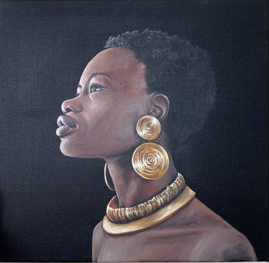 Handmade Painting, Original Painting On Canvas, Girl Portrait, Hanging Picture - 海报/装饰画/版画 - 其他材质 黑色