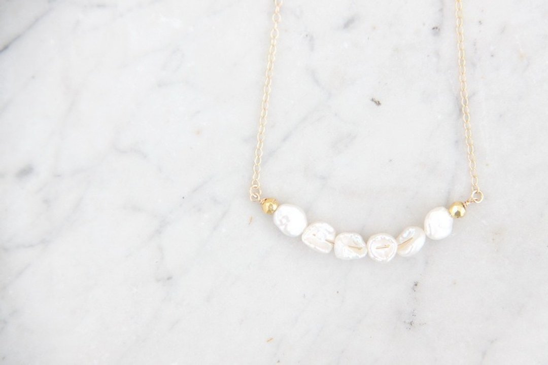 KESHI天然珍珠短项链 2KESHI water pearl with 14KGF necklace 2 - 项链 - 宝石 白色