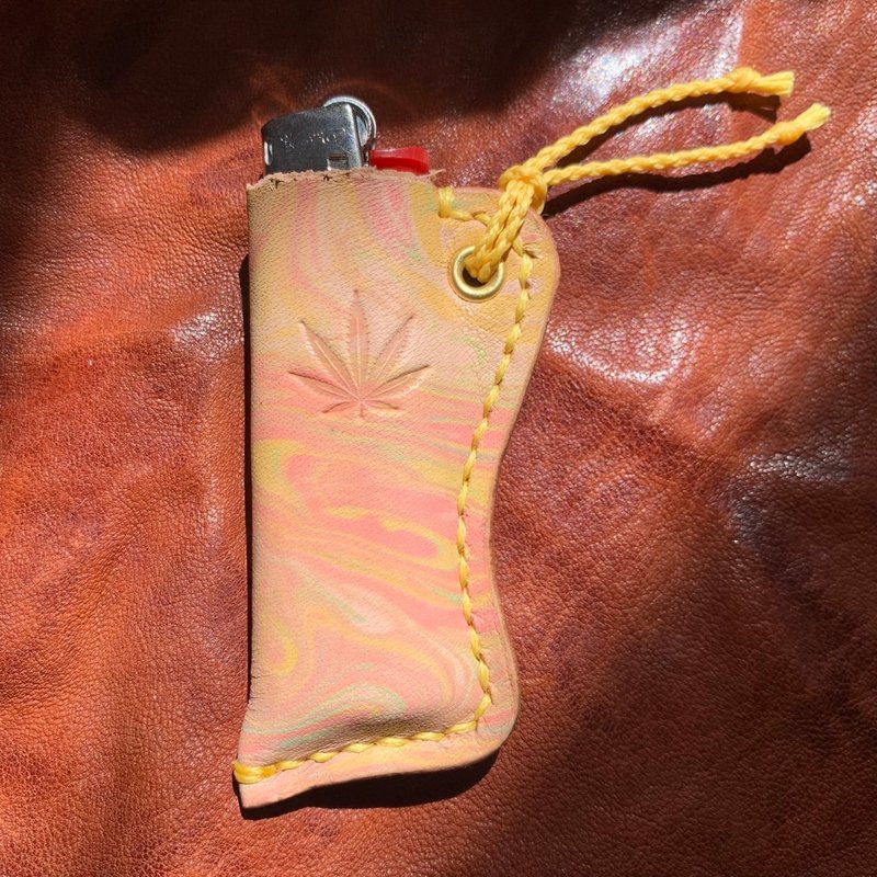 -Weed- 云纹 Bic 打火机套 - 其他 - 真皮 黄色