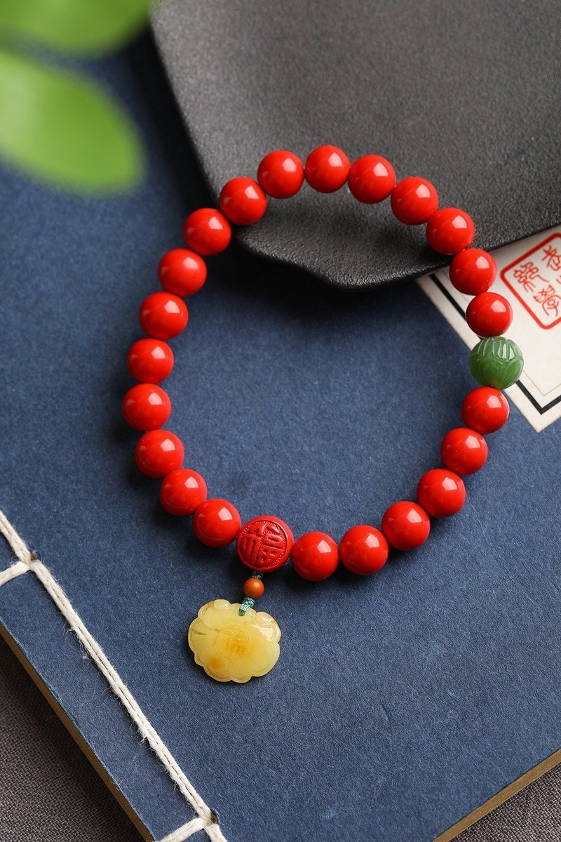 天然原矿朱砂帝王砂单圈手链 规格8mm 朱砂含量高达95%以上 - 手链/手环 - 宝石 