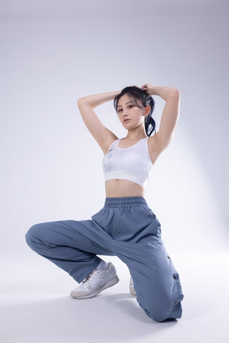 MJ 中性版排扣运动长裤(灰蓝) - 男士长裤 - 尼龙 蓝色