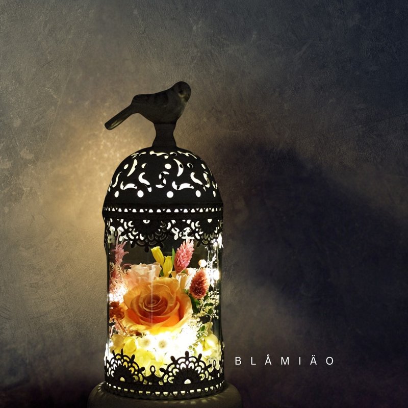 永生花烛台摆设 - 复兴时代 (橘红)(小) - 干燥花/捧花 - 植物．花 橘色