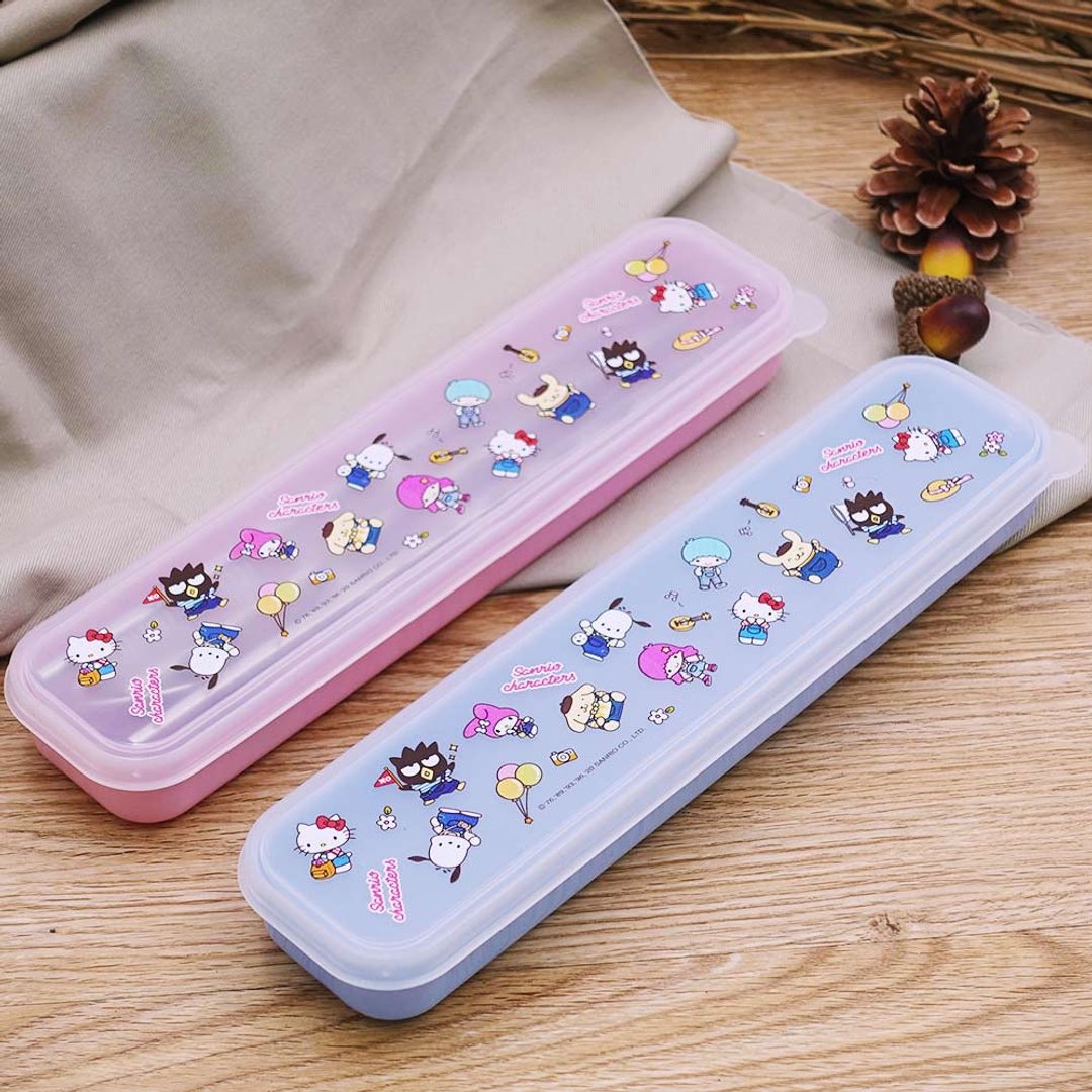 Hello kitty质感随身餐具5件组-明星总动员-两款任选 - 筷子/筷架 - 不锈钢 粉红色