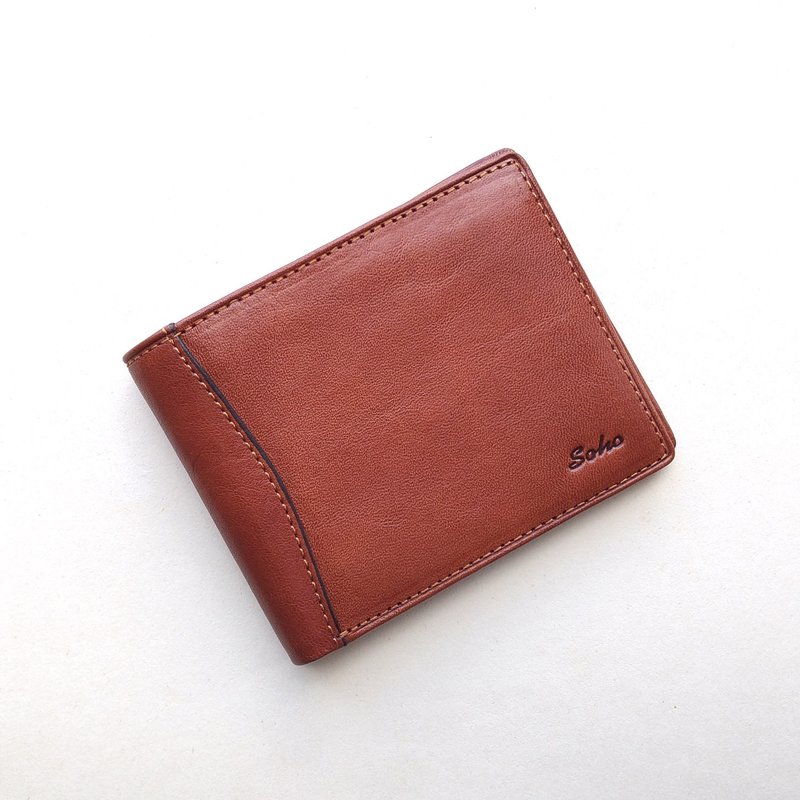 纯植物染皮革短夹 | SOHO 原皮 质感 经典 - 皮夹/钱包 - 真皮 咖啡色