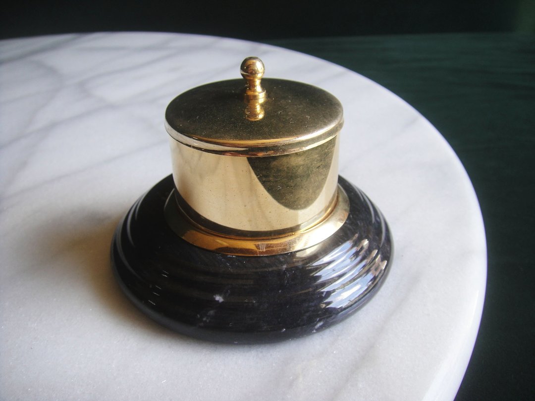 【老时光 OLD-TIME】早期二手台湾制铜大理石座邮票收纳盒 - 收纳用品 - 其他材质 多色