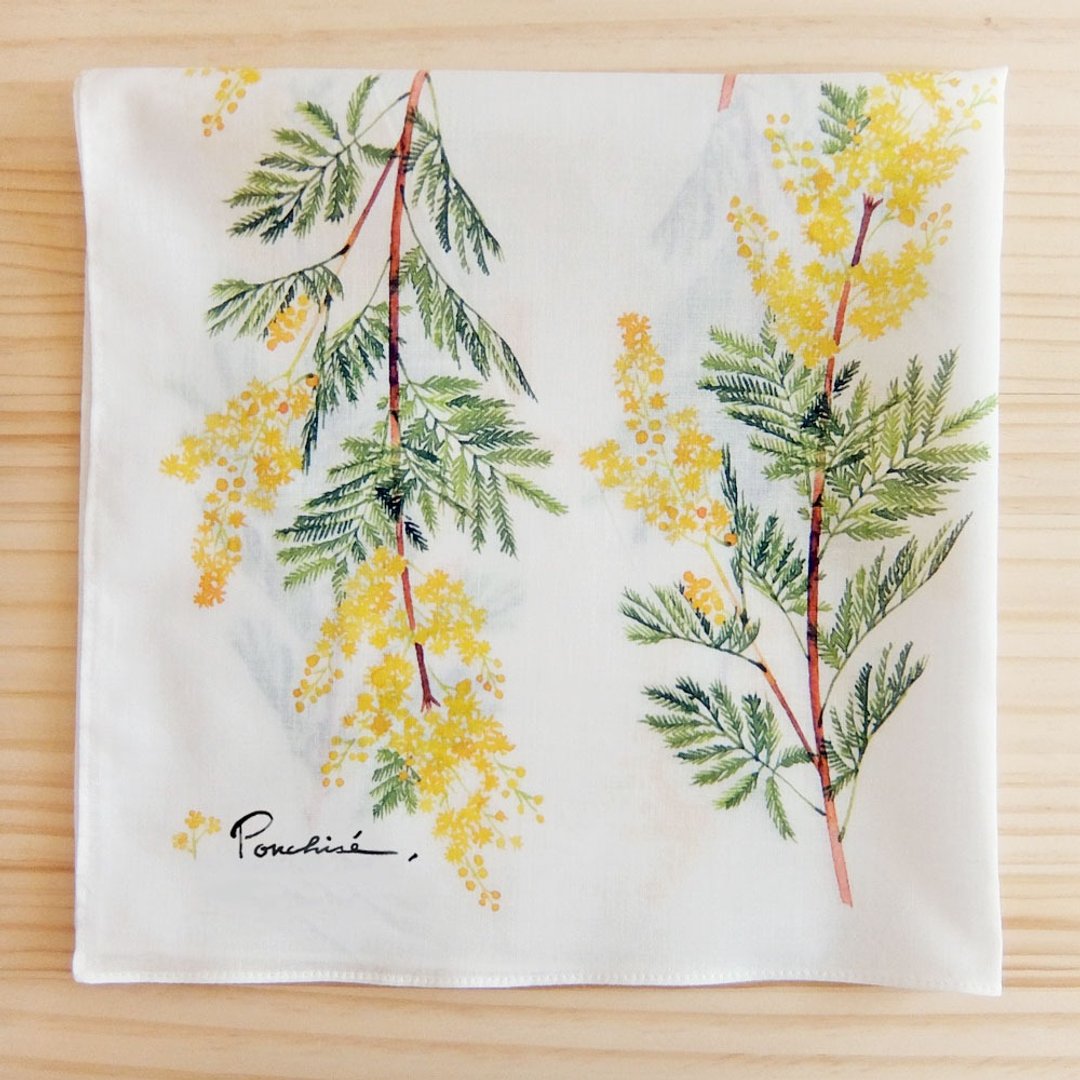 Mimosa handkerchief - 手帕/方巾 - 棉 黄色