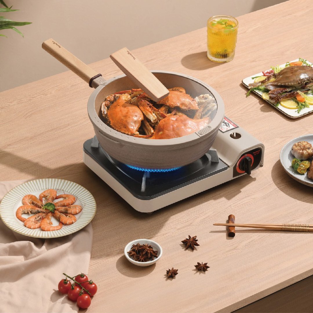 【Taste Plus】悦味元麦 瑞士科技 陶土内外不沾锅 平底炒锅 24cm - 锅具/烤盘 - 铝合金 卡其色